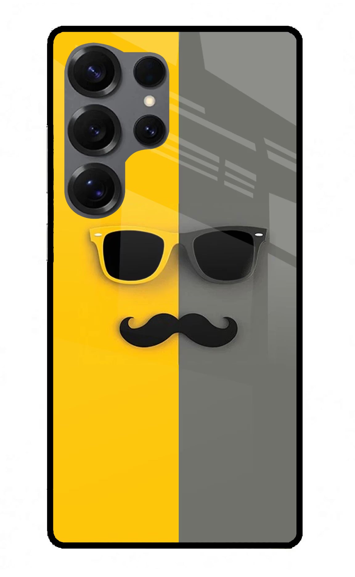 Sunglasses with Mustache Samsung S25 Ultra Glass Case Back Cover by Casekaro
