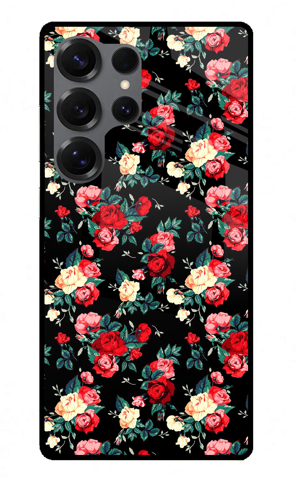 Rose Pattern Samsung S25 Ultra Glass Case Back Cover by Casekaro