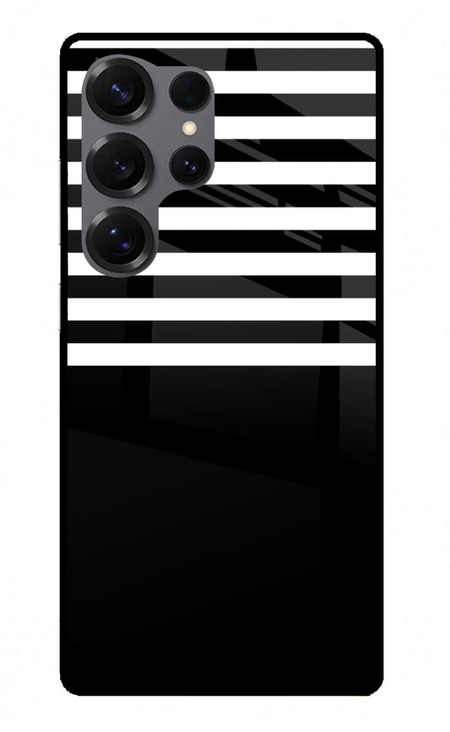 Black and White Print Samsung S25 Ultra Glass Case