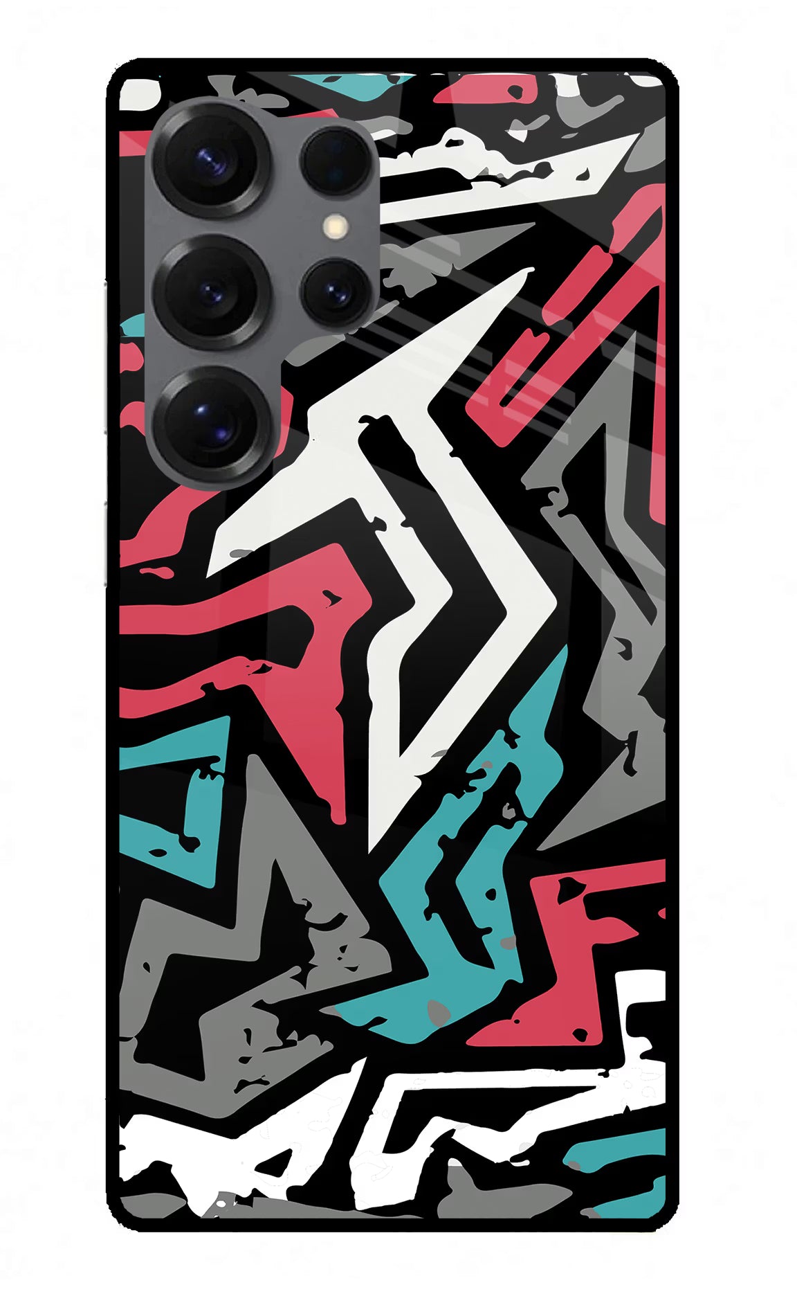 Geometric Graffiti Samsung S25 Ultra Glass Case Back Cover by Casekaro