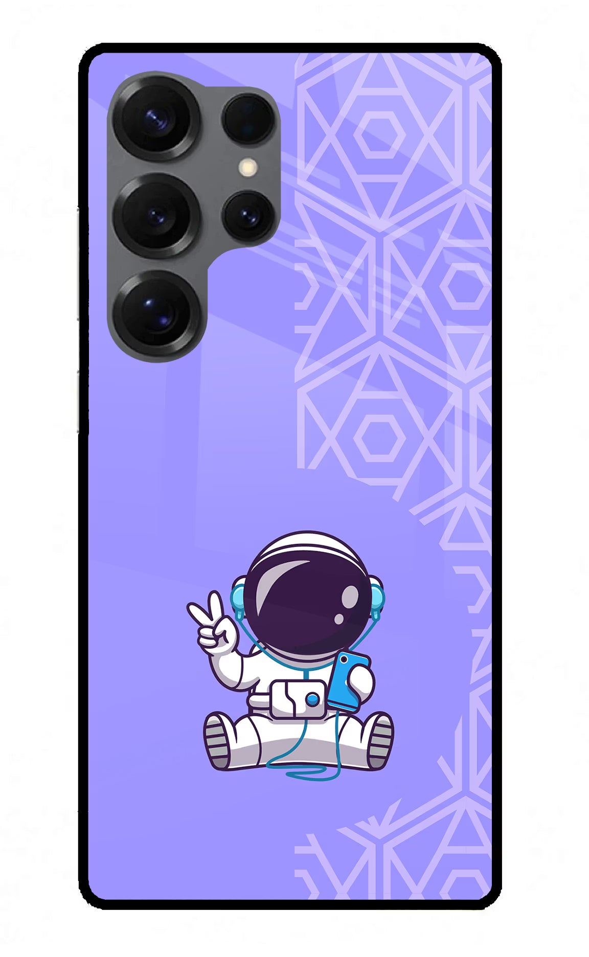 Cute Astronaut Chilling Samsung S25 Ultra Glass Case Back Cover by Casekaro