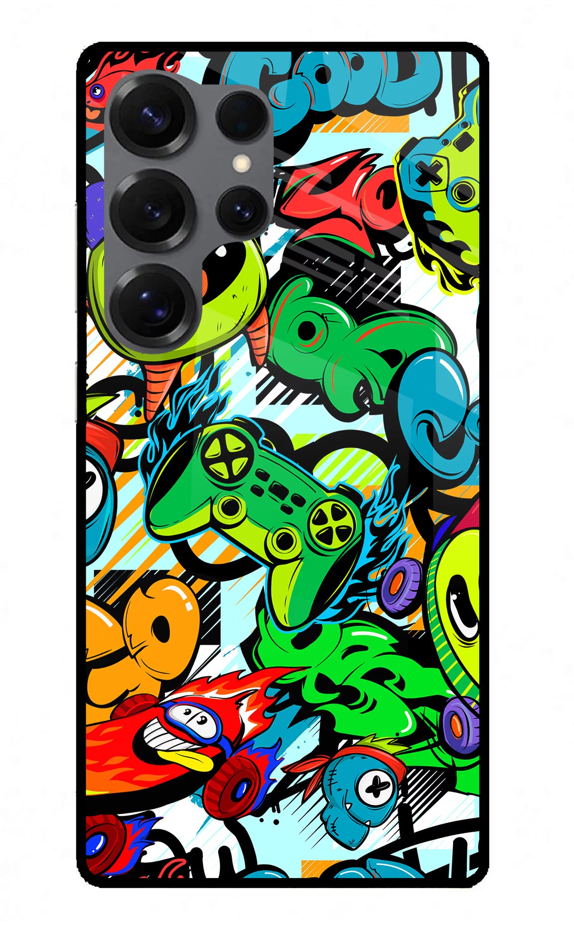 Game Doodle Samsung S25 Ultra Glass Case Back Cover by Casekaro
