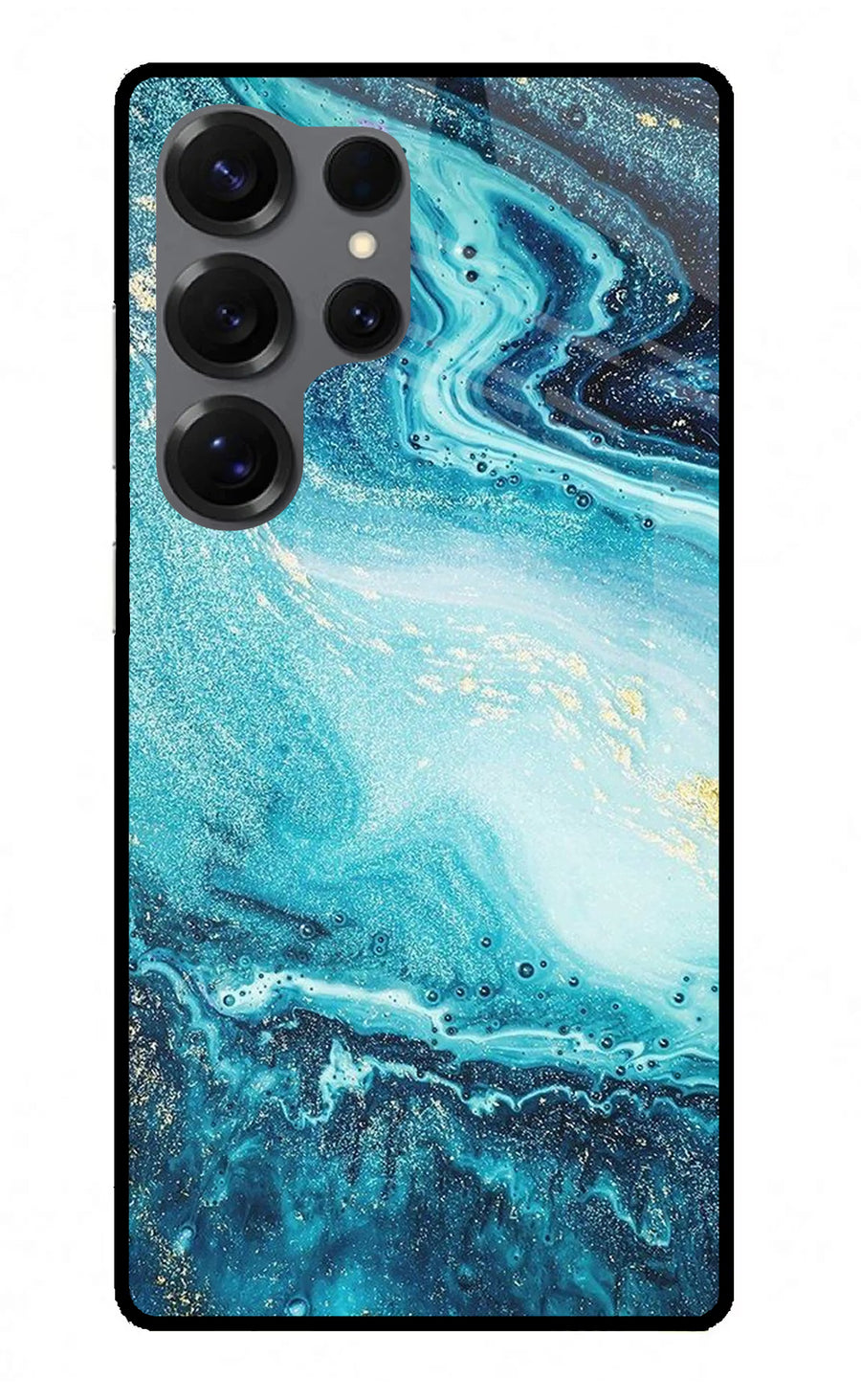 Blue Glitter Marble Samsung S25 Ultra Back Cover, Metal case
