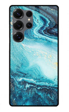 Blue Glitter Marble Samsung S25 Ultra Glass Case