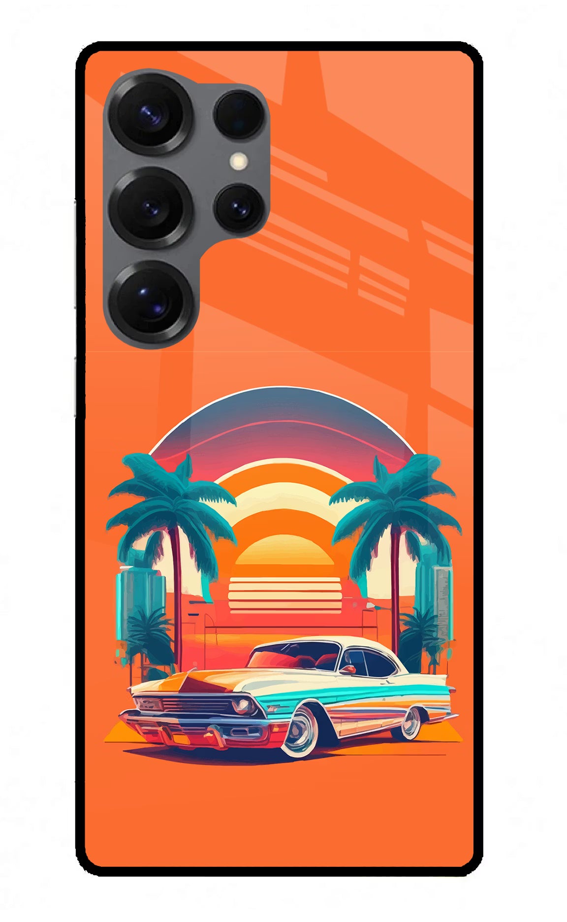 Palm Drive 80s Samsung S25 Ultra Glass Case Back Cover by Casekaro