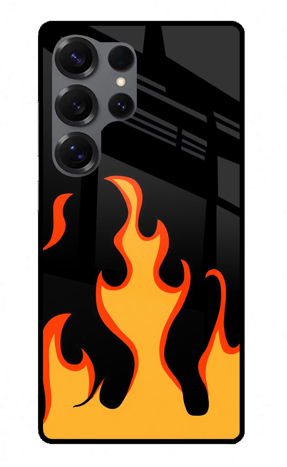 Fired Up – Black Samsung S25 Ultra Glass Case Back Cover by Casekaro