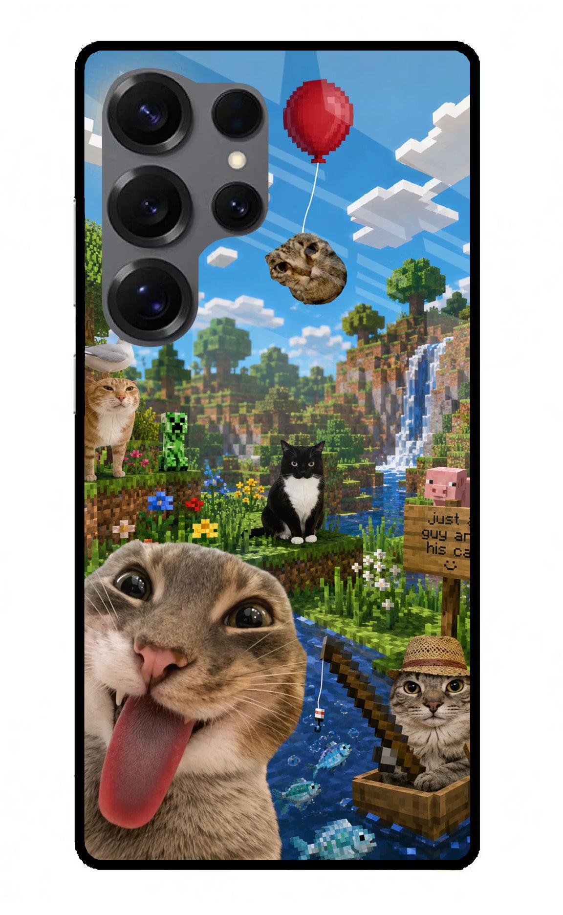Minecraft Cat Chaos Samsung S25 Ultra Glass Case