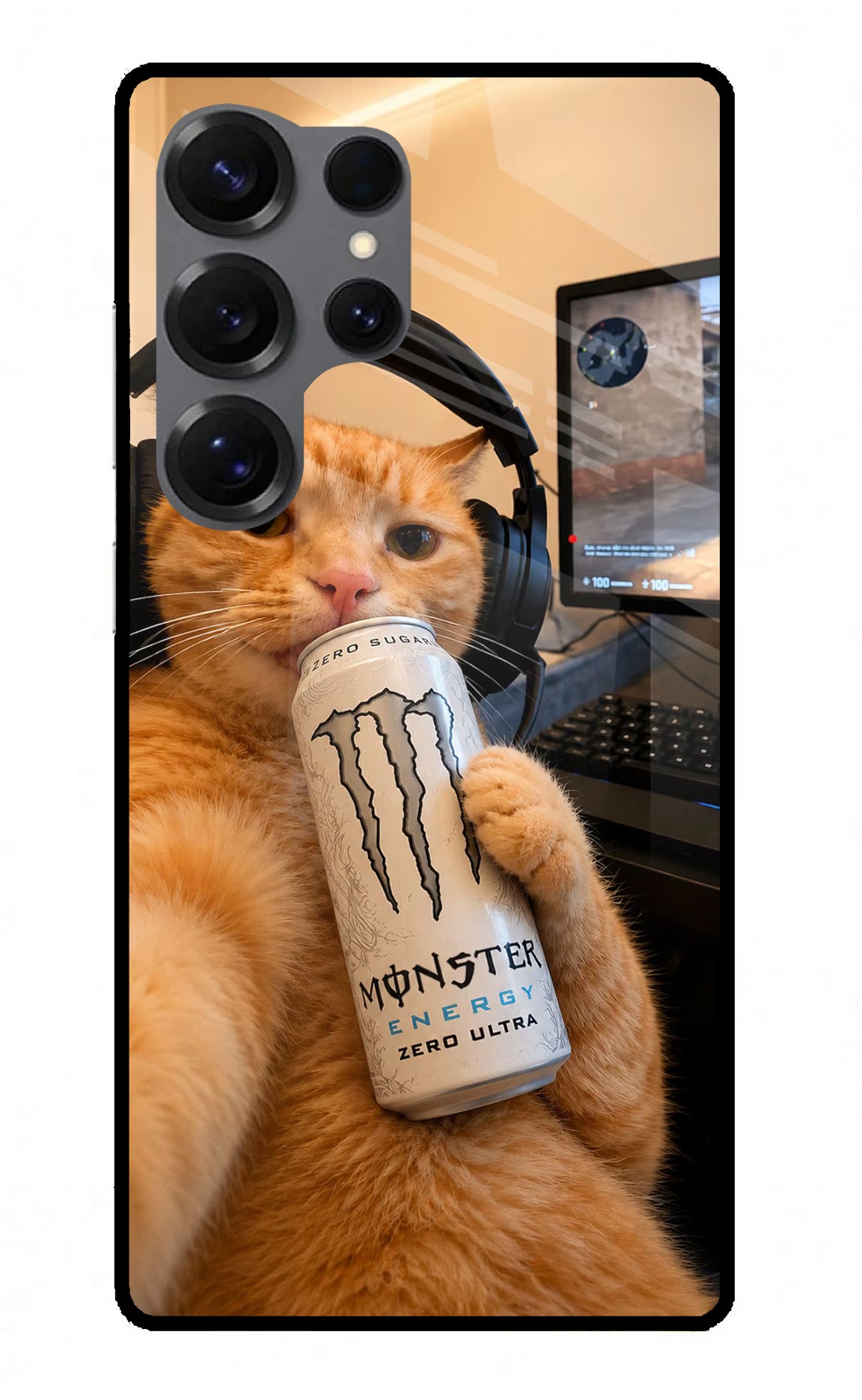 Gamer Cat Energy Samsung S25 Ultra Glass Case