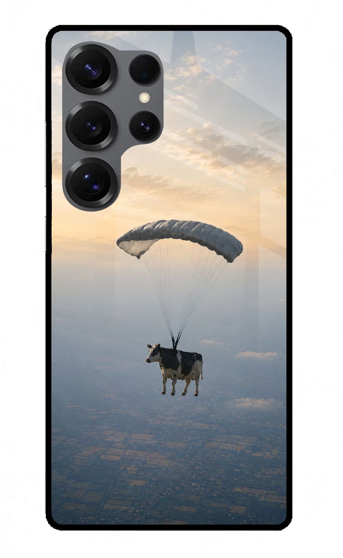 Skydiving Cow Samsung S25 Ultra Glass Case
