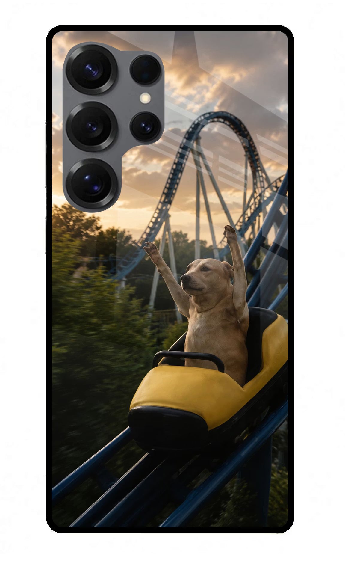 Rollercoaster Dog Samsung S25 Ultra Glass Case