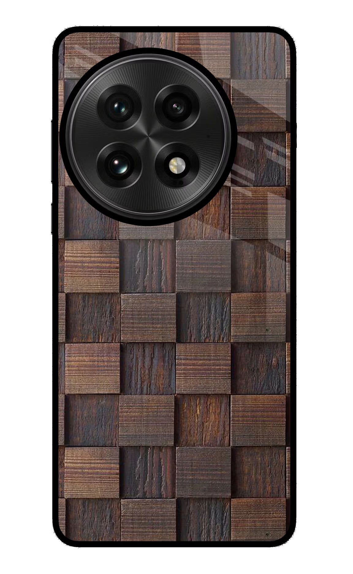 Wooden Cube Design OnePlus 13 Glass Case