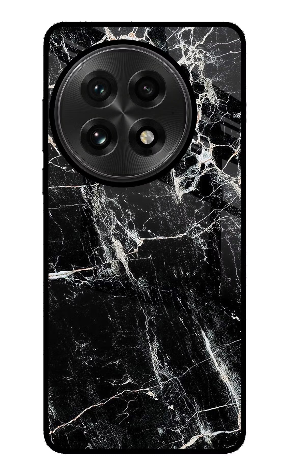 Black Marble Texture OnePlus 13 Glass Case Back Cover by Casekaro