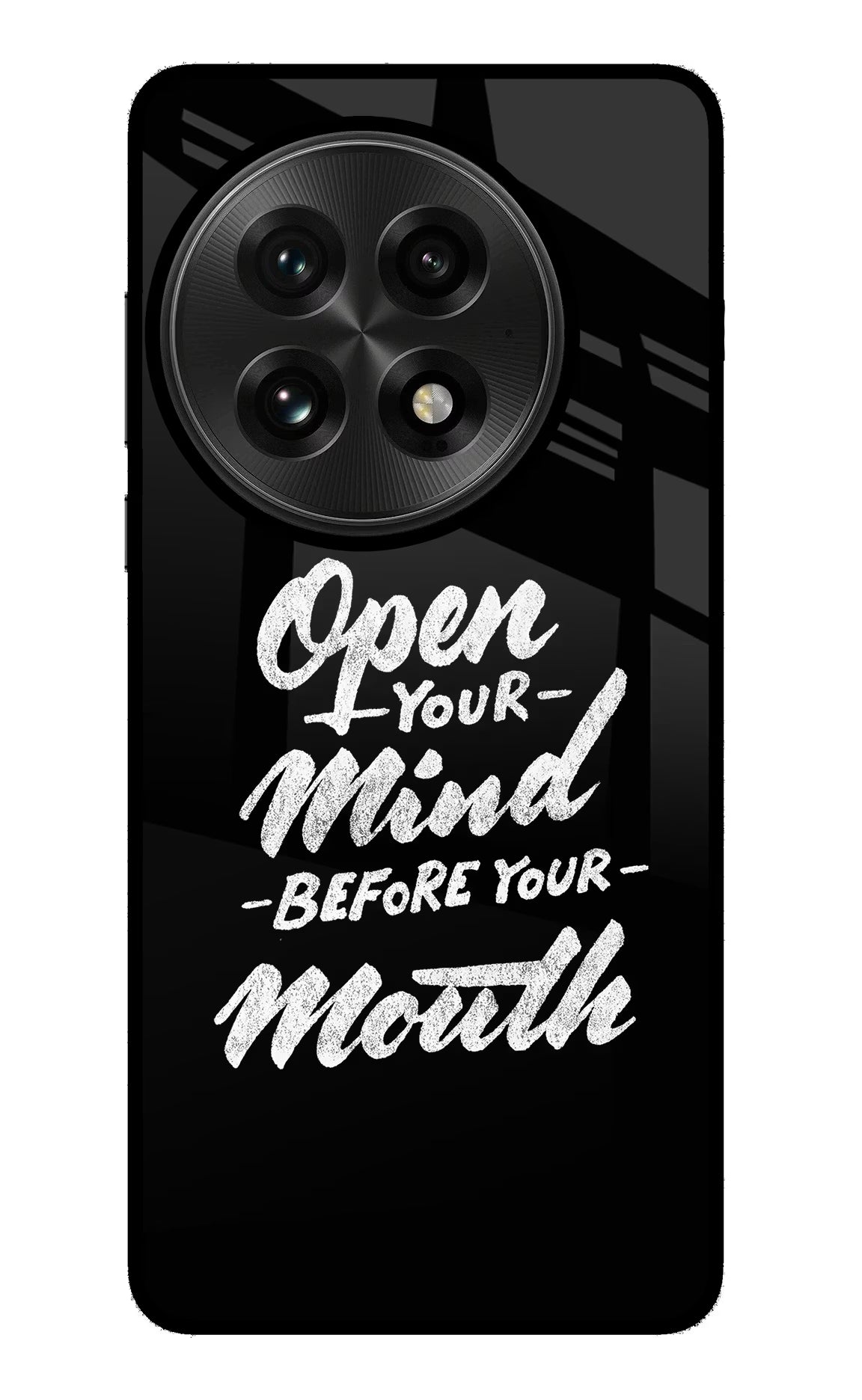 Open Your Mind Before Your Mouth OnePlus 13 Glass Case Back Cover by Casekaro
