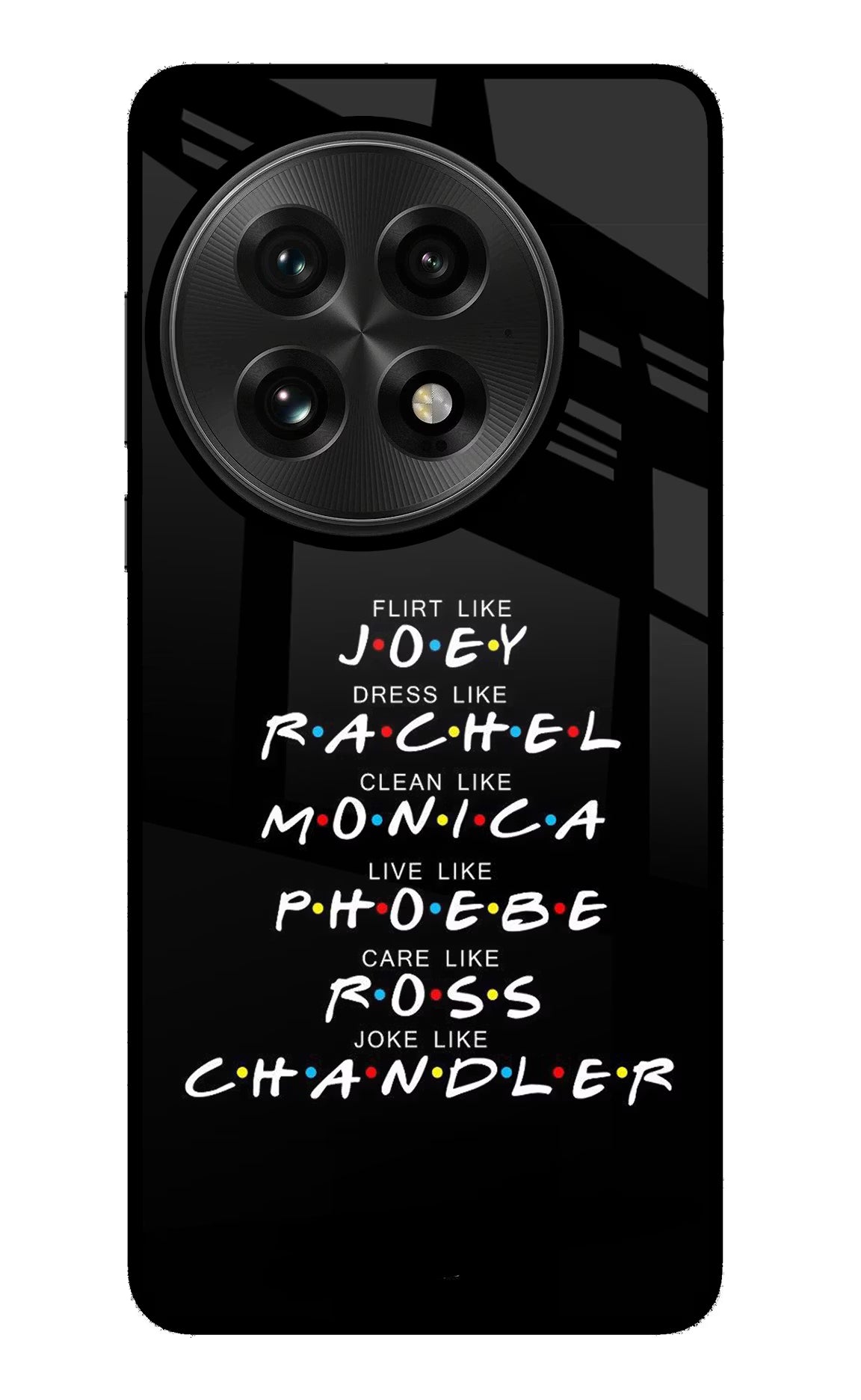 FRIENDS Character OnePlus 13 Glass Case Back Cover by Casekaro