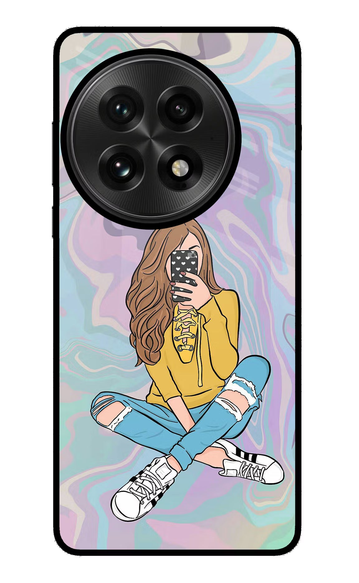 Selfie Girl OnePlus 13 Glass Case Back Cover by Casekaro