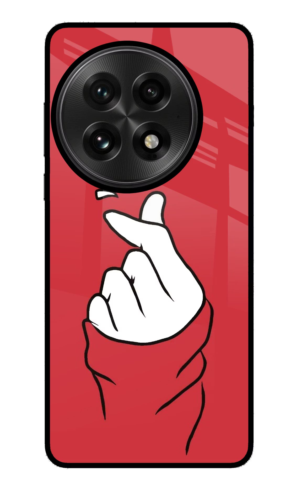 Korean Love Sign OnePlus 13 Glass Case Back Cover by Casekaro