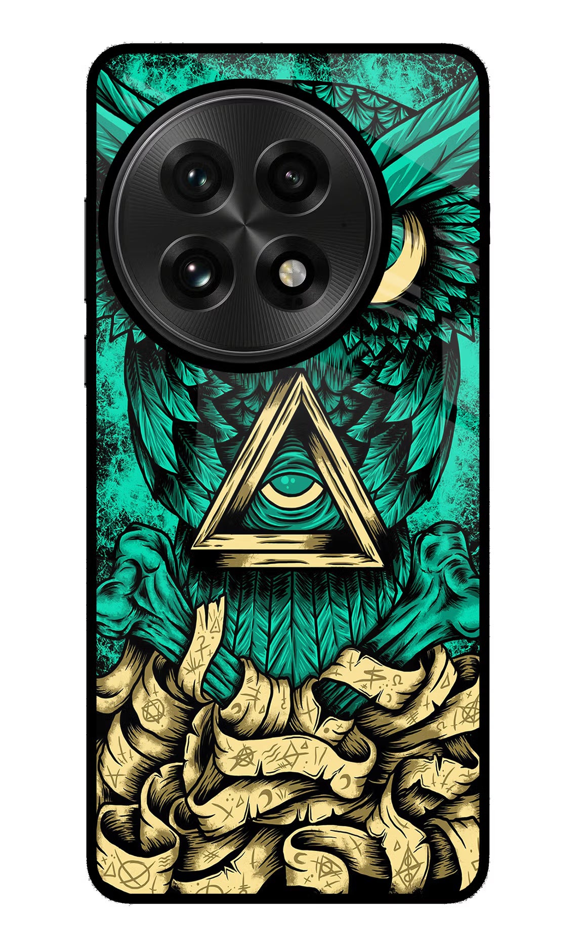 Green Owl OnePlus 13 Glass Case Back Cover by Casekaro