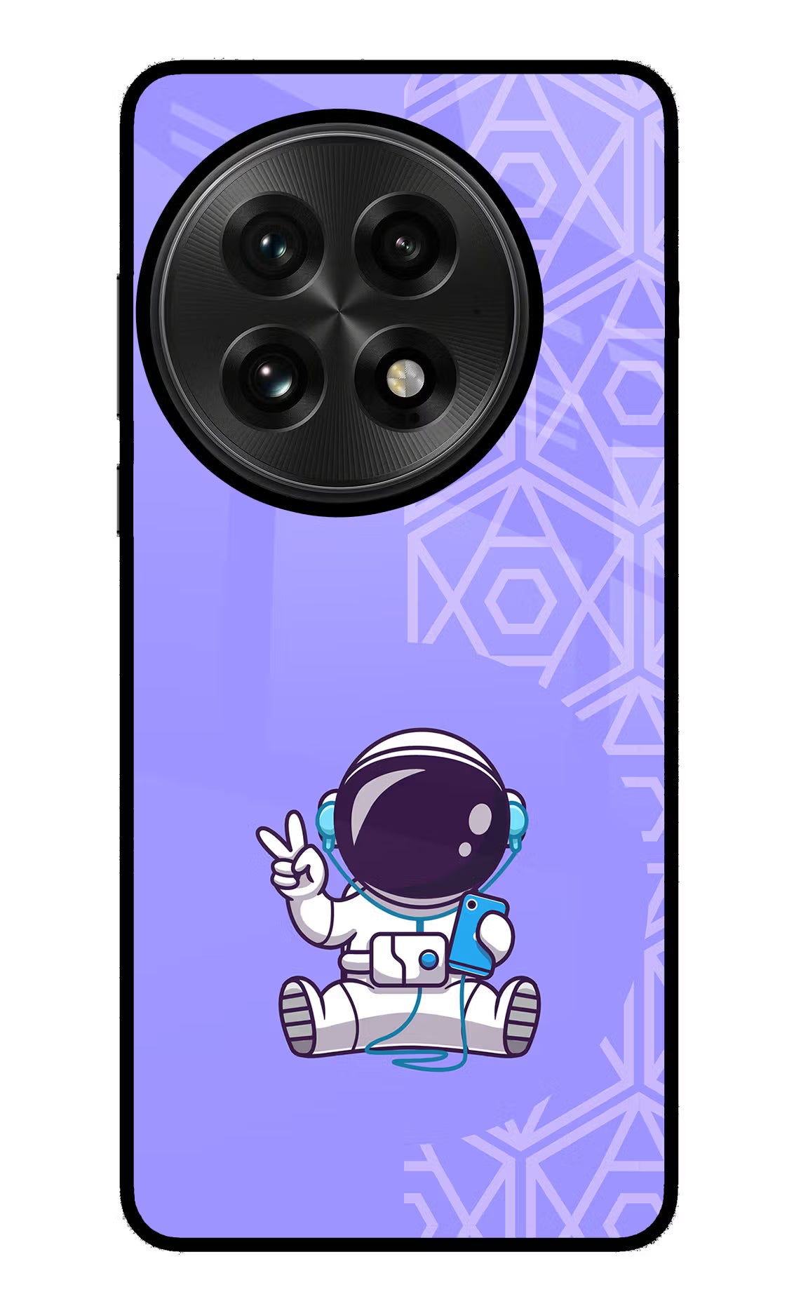 Cute Astronaut Chilling OnePlus 13 Glass Case Back Cover by Casekaro