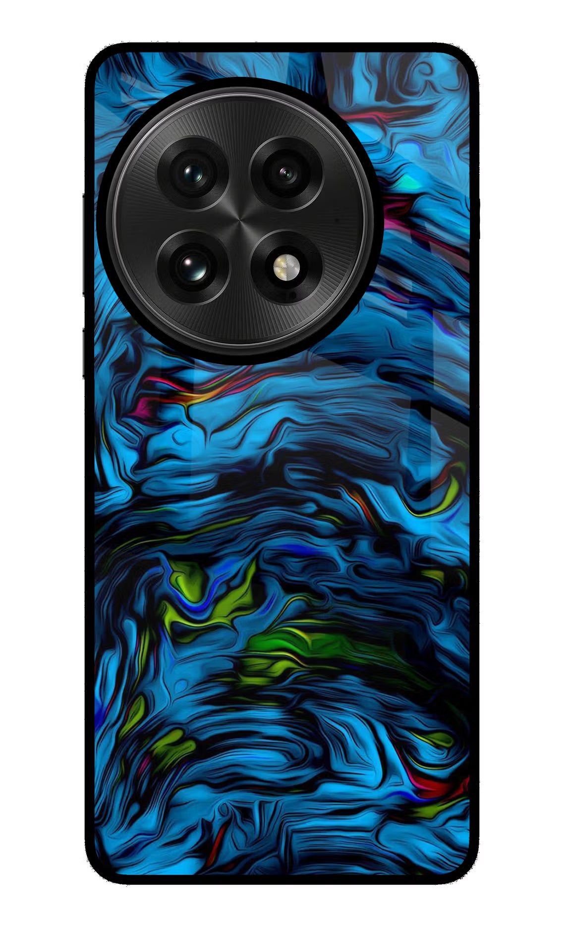 Dark Blue Abstract OnePlus 13 Glass Case Back Cover by Casekaro