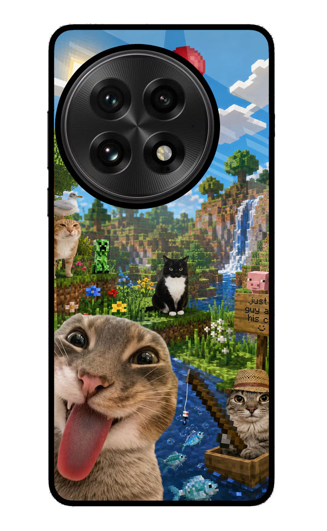 Minecraft Cat Chaos OnePlus 13 Glass Case