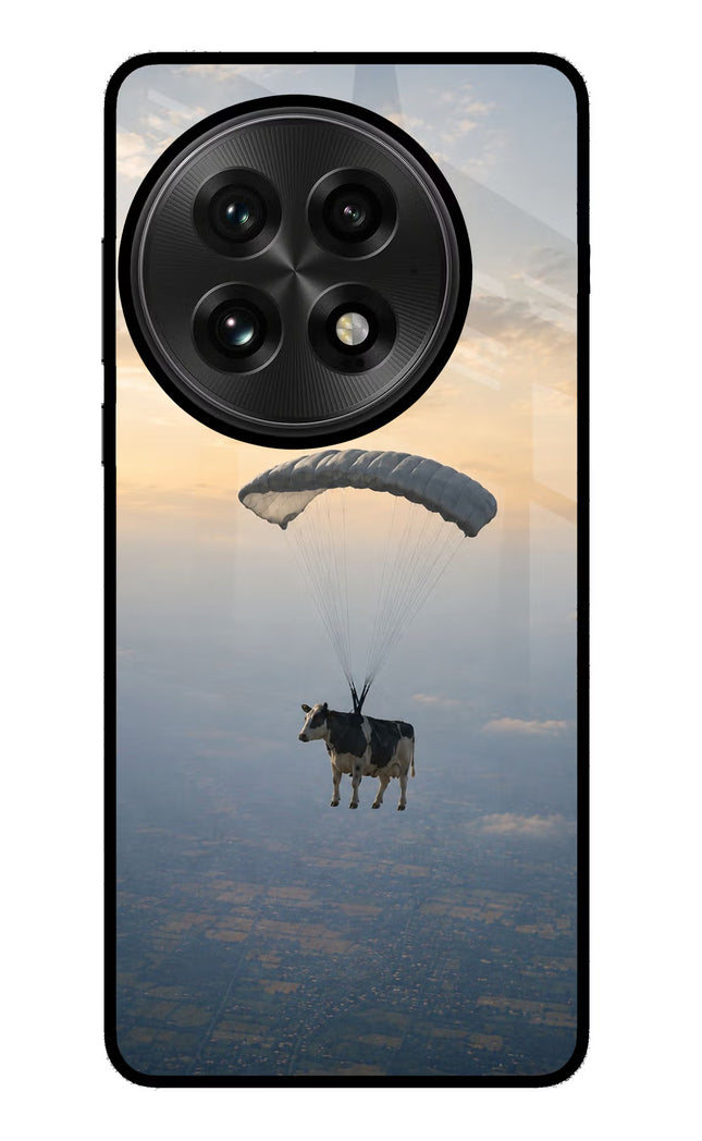 Skydiving Cow OnePlus 13 Glass Case