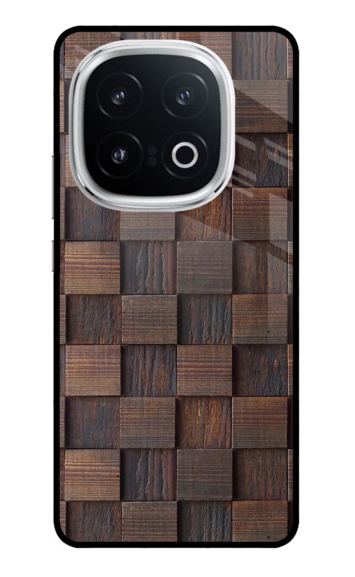 Wooden Cube Design iQOO 13 5G Glass Case Back Cover by Casekaro
