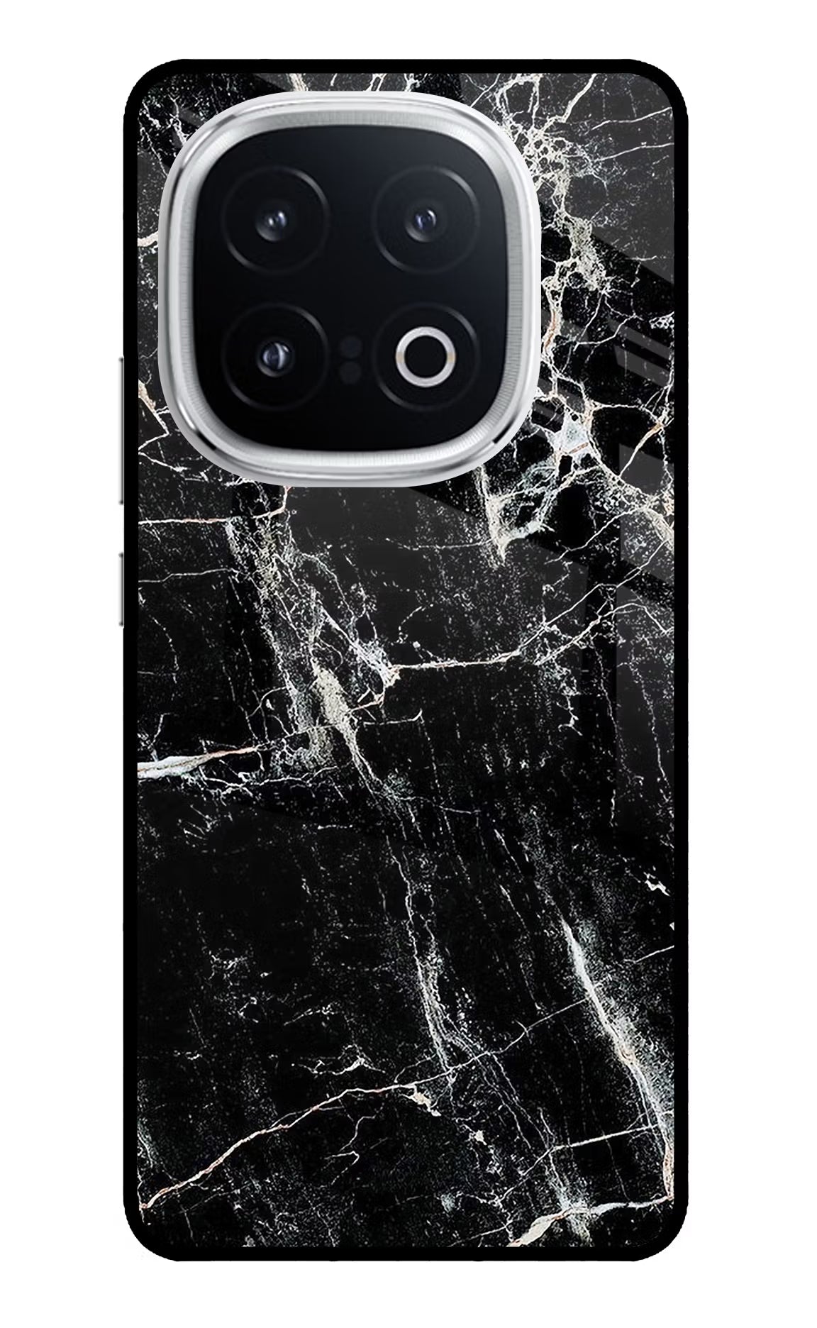Black Marble Texture iQOO 13 5G Glass Case Back Cover by Casekaro