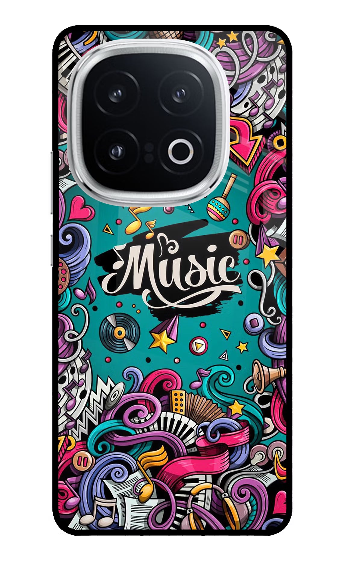 Music Graffiti iQOO 13 5G Glass Case Back Cover by Casekaro