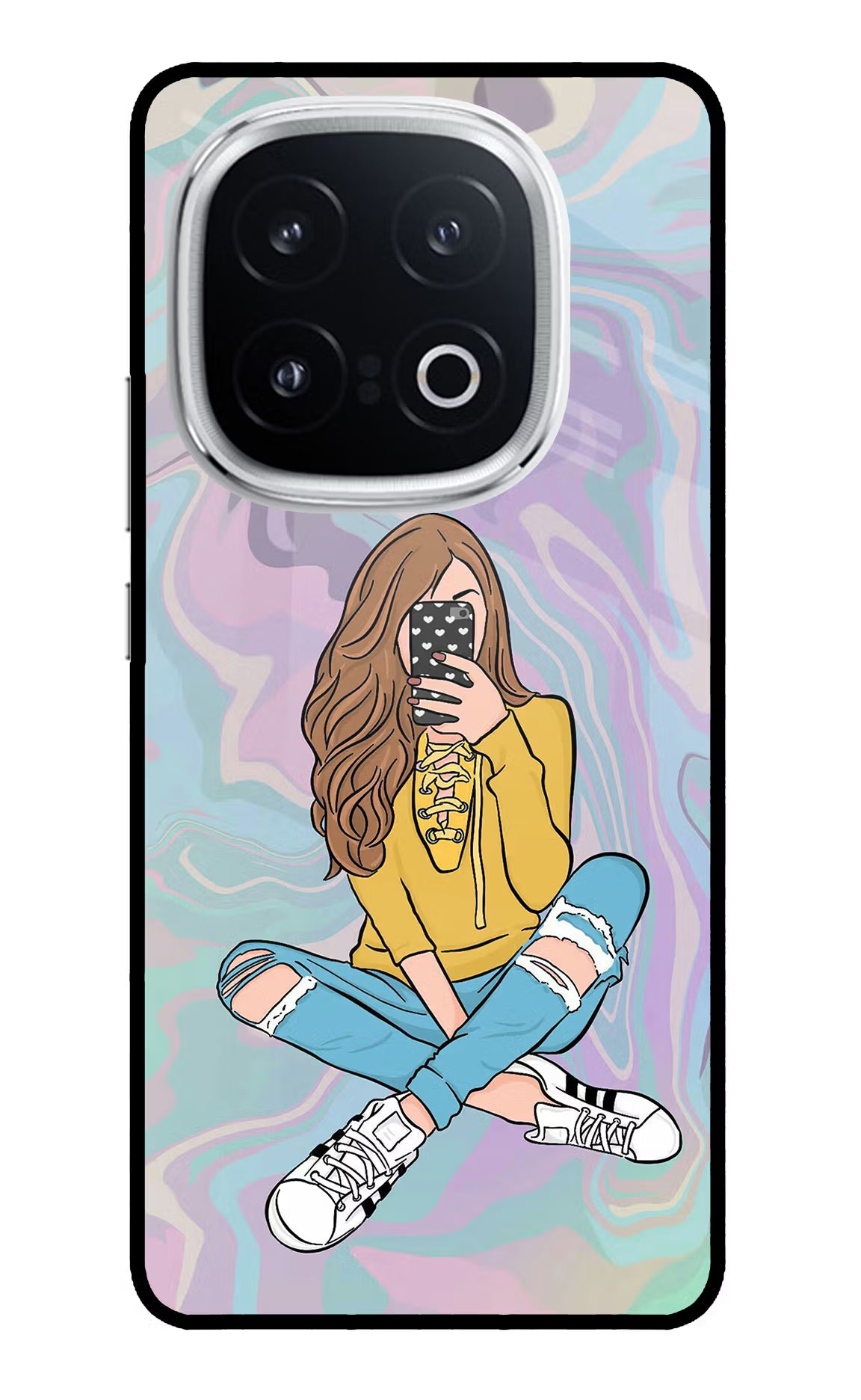 Selfie Girl iQOO 13 5G Glass Case Back Cover by Casekaro