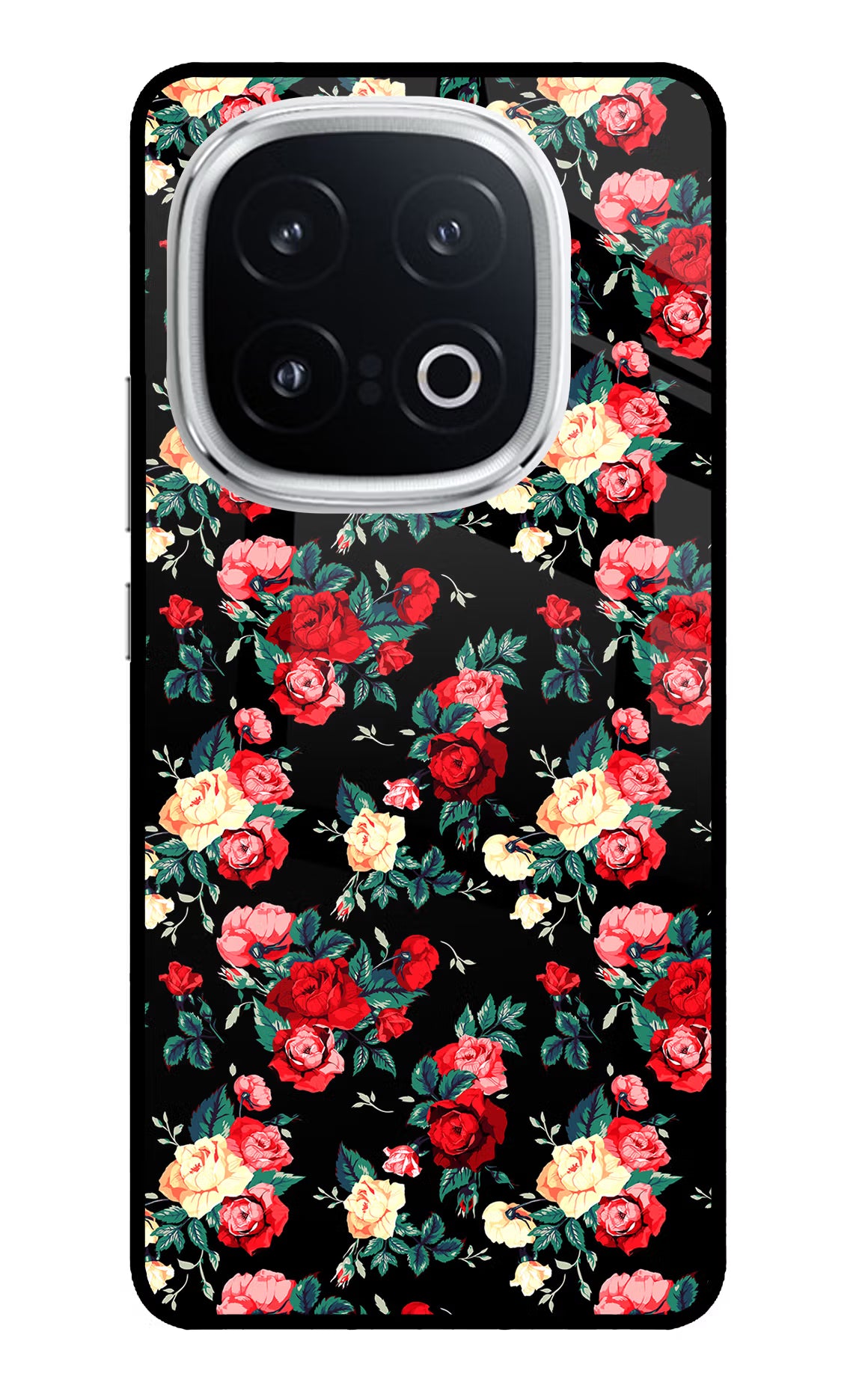 Rose Pattern iQOO 13 5G Glass Case Back Cover by Casekaro