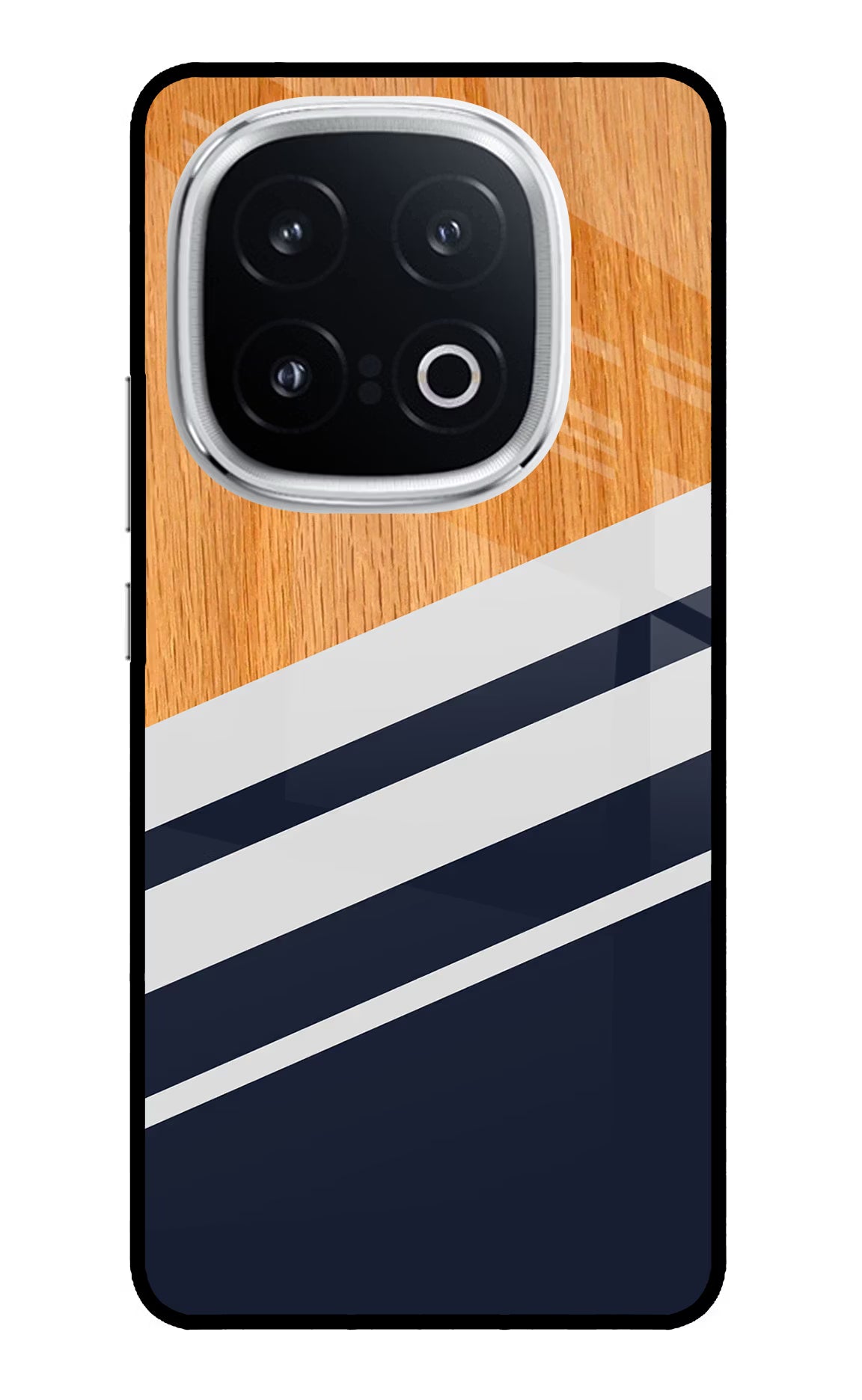 Blue and white wooden iQOO 13 5G Glass Case