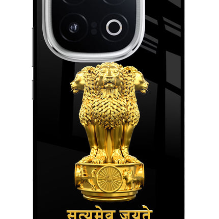 Satyamev Jayate Golden iQOO 13 5G Glass Case