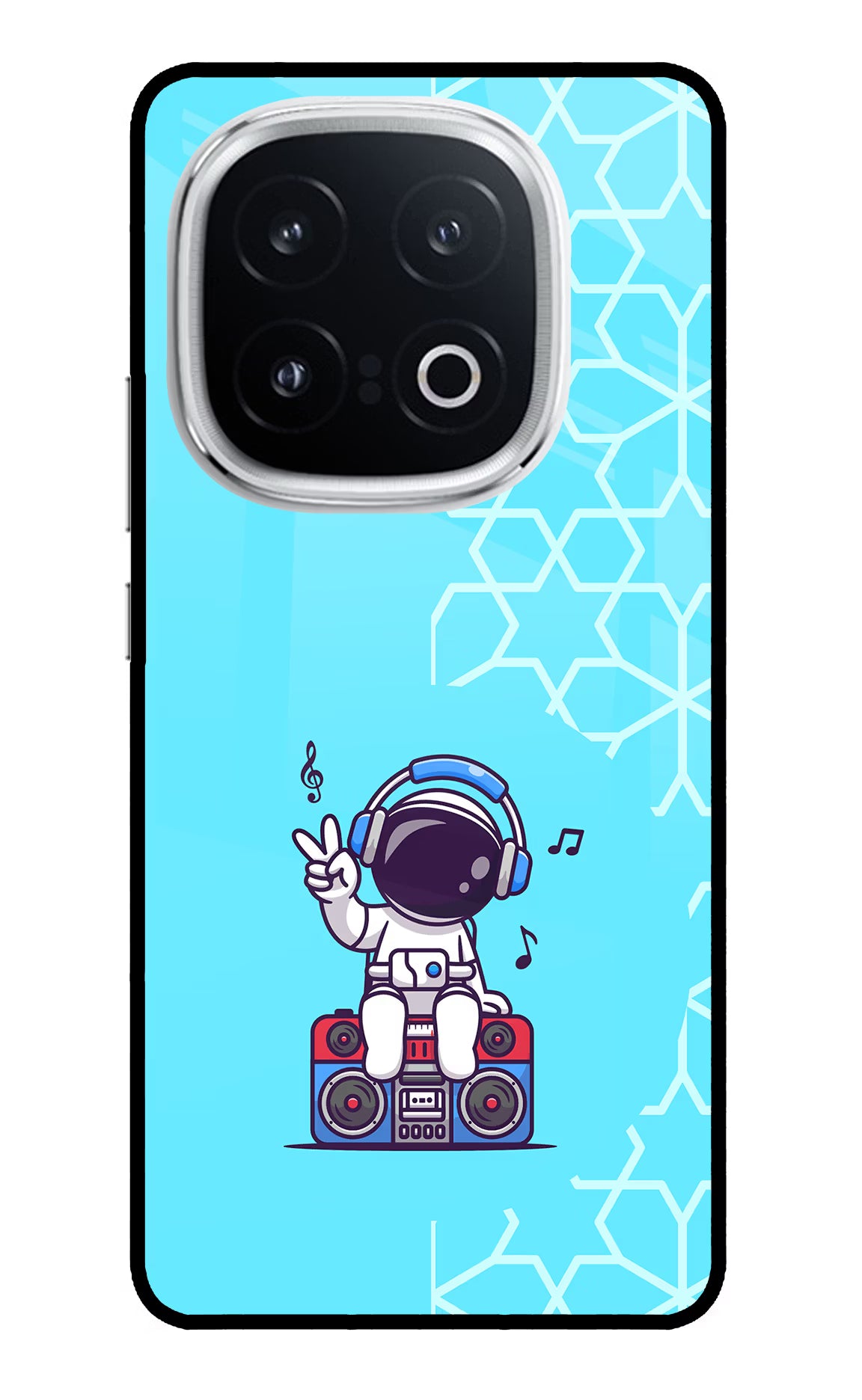 Cute Astronaut Chilling iQOO 13 5G Glass Case Back Cover by Casekaro
