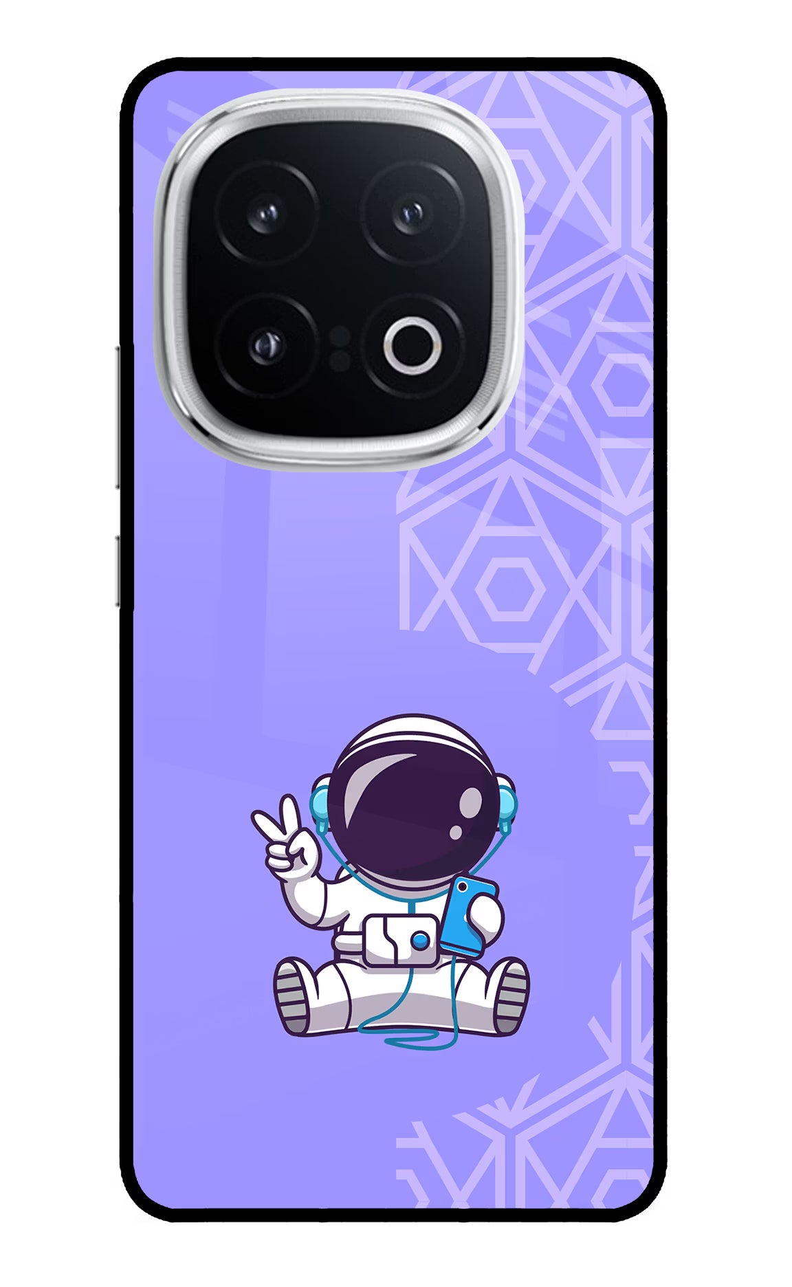 Cute Astronaut Chilling iQOO 13 5G Glass Case Back Cover by Casekaro