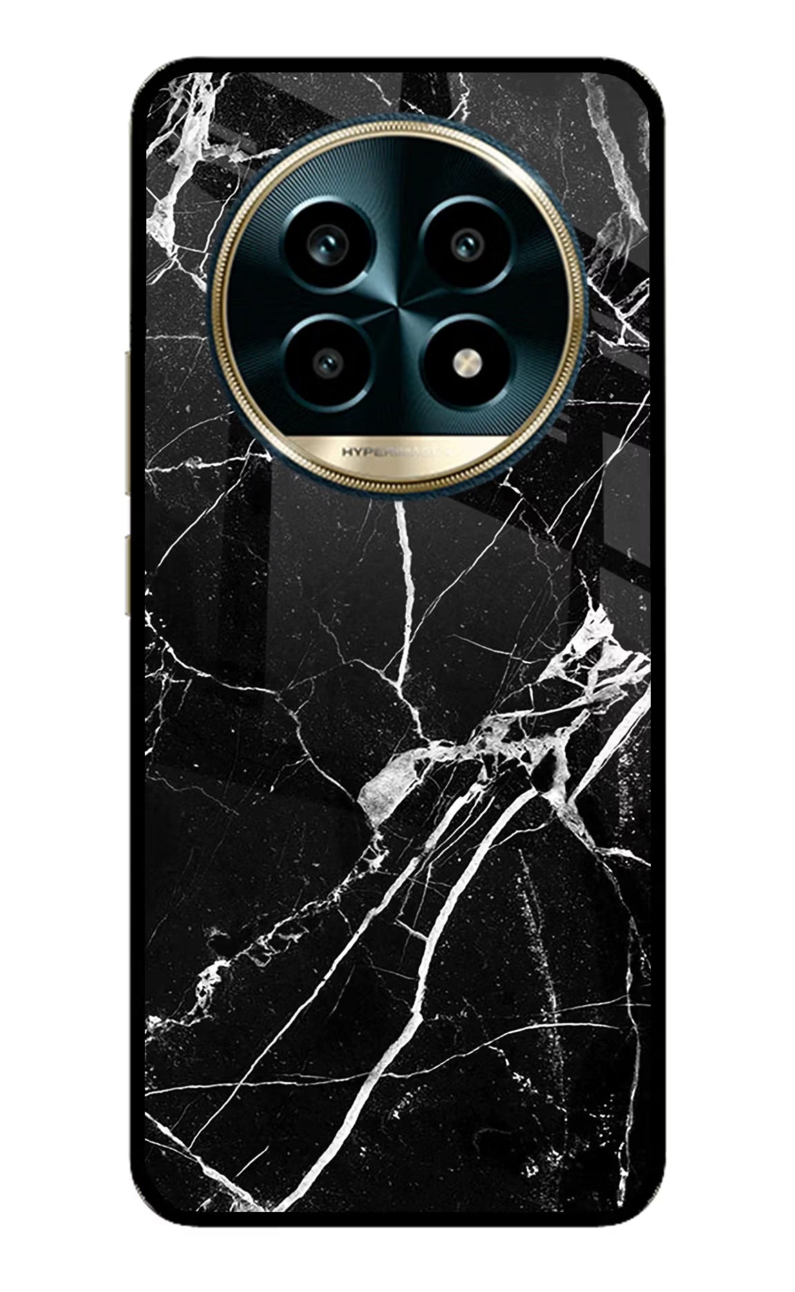Black Marble Pattern Realme 13 Pro 5G Glass Case Back Cover by Casekaro
