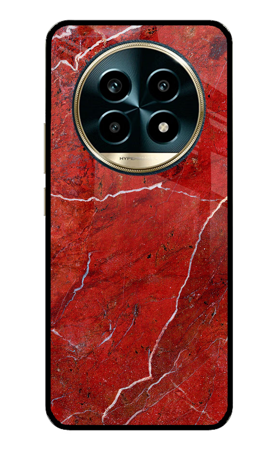 Red Marble Design Realme 13 Pro 5G Glass Case Back Cover by Casekaro