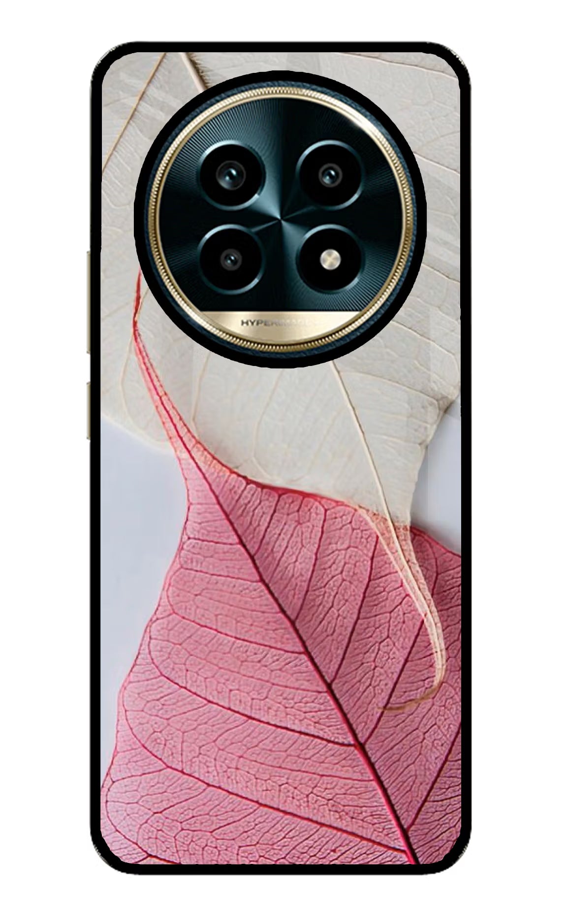 White Pink Leaf Realme 13 Pro 5G Glass Case