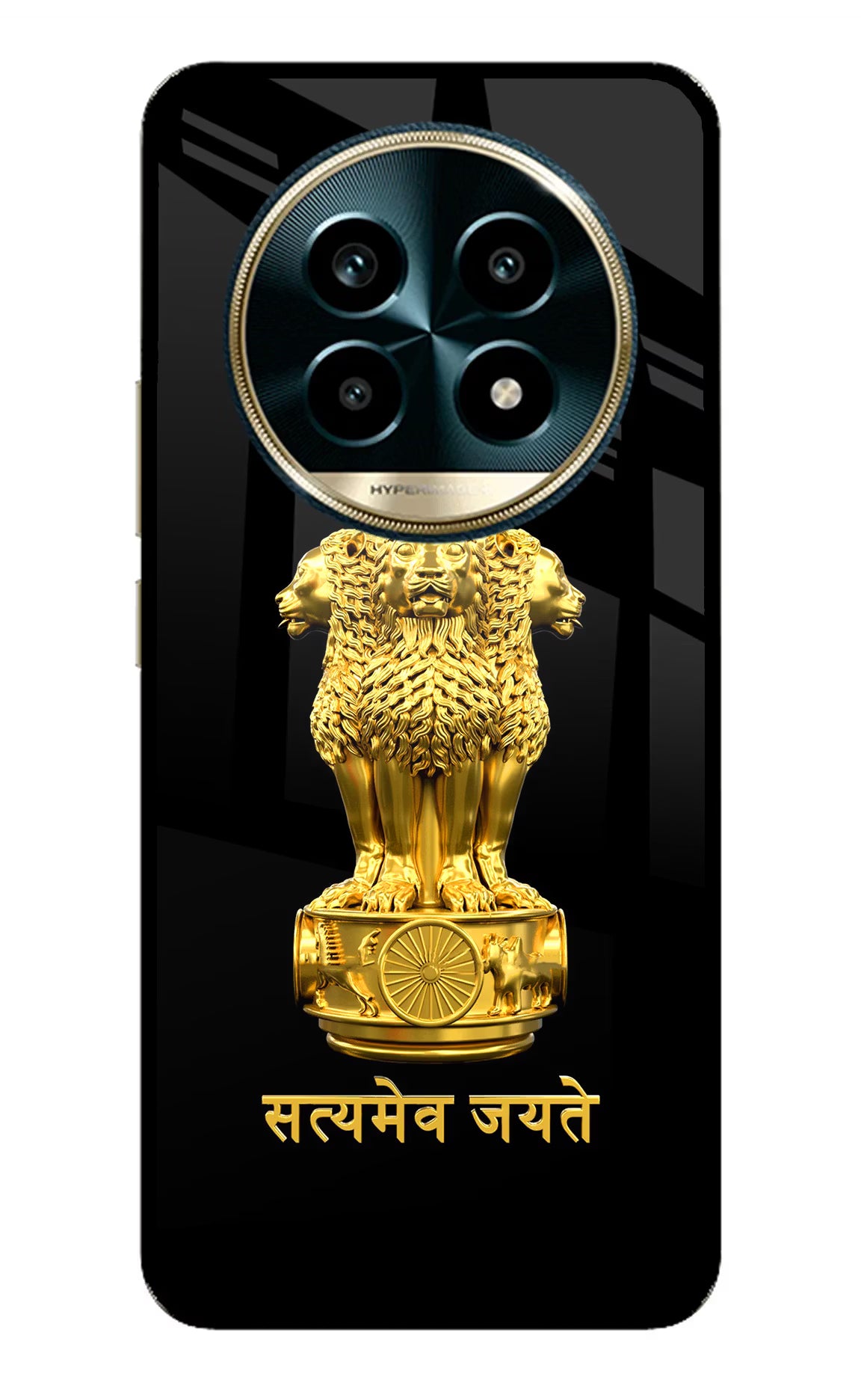 Satyamev Jayate Golden Realme 13 Pro 5G Glass Case Back Cover by Casekaro
