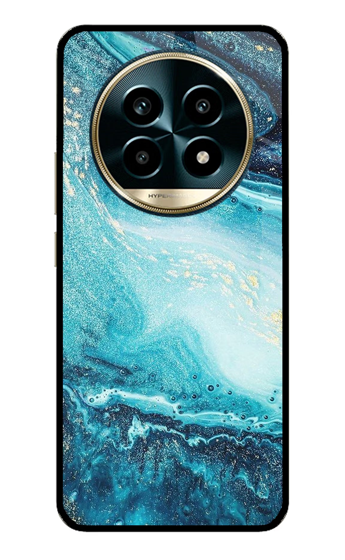 Blue Glitter Marble Realme 13 Pro 5G Glass Case Back Cover by Casekaro