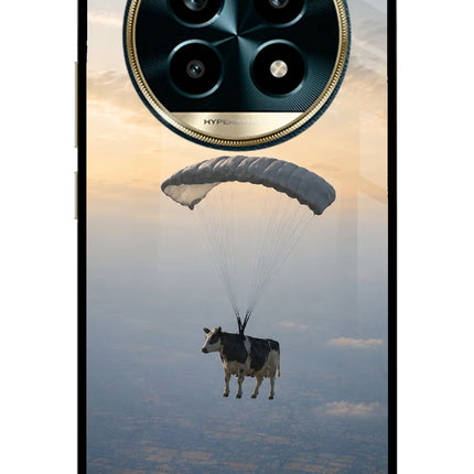 Skydiving Cow Realme 13 Pro 5G Glass Case