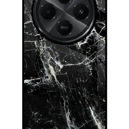 Black Marble Texture Redmi A4 5G Glass Case Back Cover by Casekaro