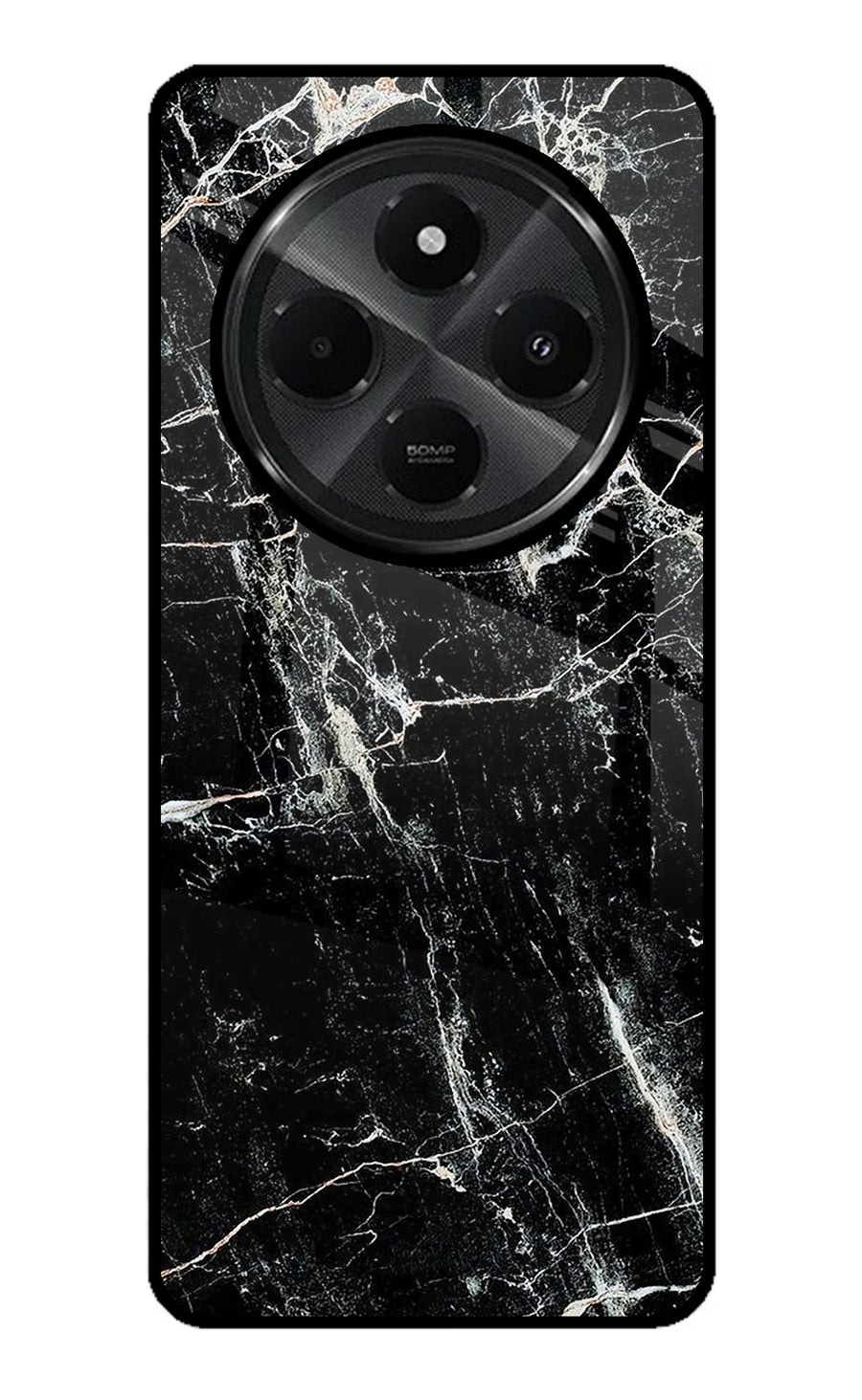 Black Marble Texture Redmi A4 5G Back Cover, Glass case
