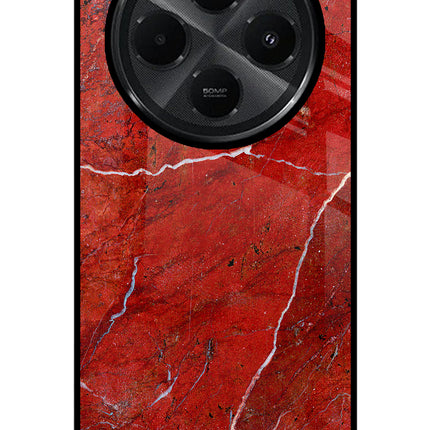 Red Marble Design Redmi A4 5G Glass Case Back Cover by Casekaro