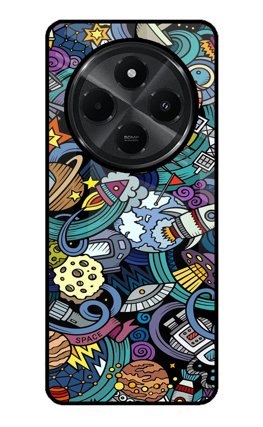 Space Abstract Redmi A4 5G Back Cover, Glass case