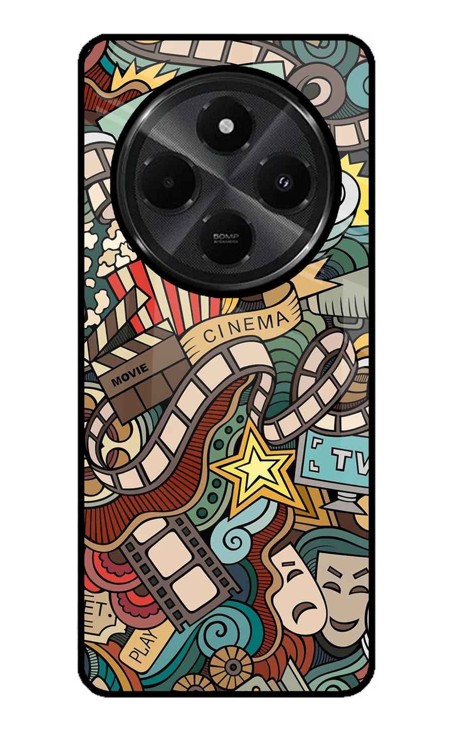 Cinema Abstract Redmi A4 5G Back Cover, Glass case