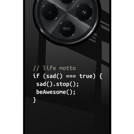 Life Motto Code Redmi A4 5G Glass Case Back Cover by Casekaro