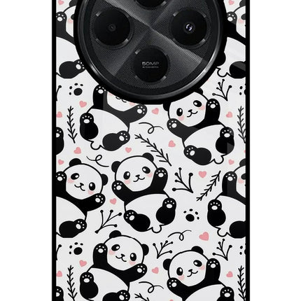 Cute Panda Redmi A4 5G Glass Case Back Cover by Casekaro