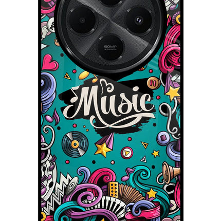 Music Graffiti Redmi A4 5G Glass Case Back Cover by Casekaro