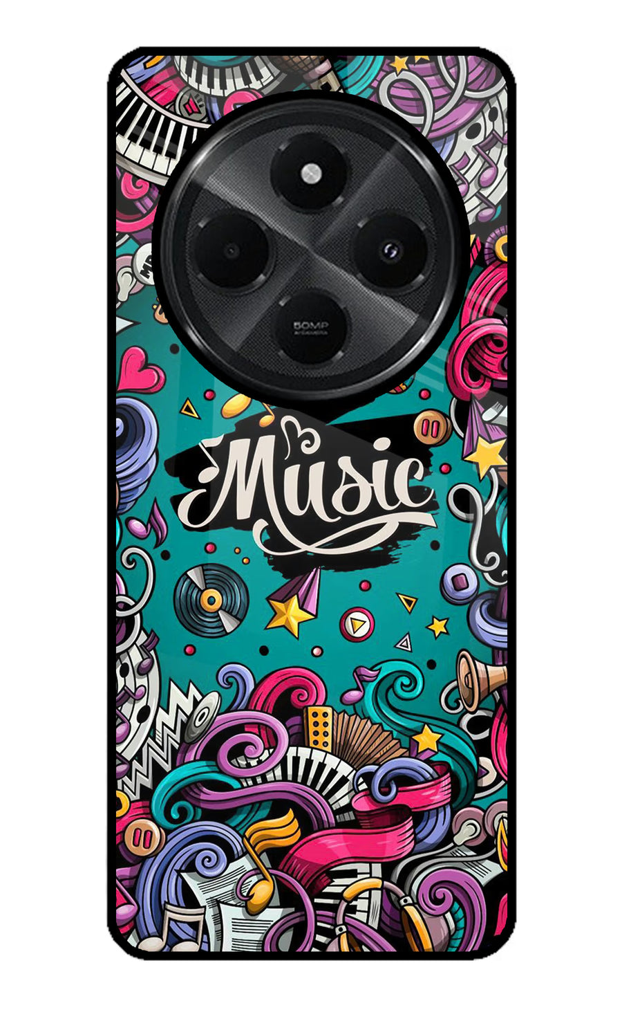 Music Graffiti Redmi A4 5G Back Cover, Glass case