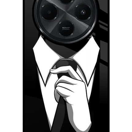 Black Tie Redmi A4 5G Glass Case Back Cover by Casekaro